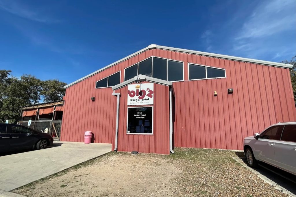 Exterior of a casual burger restaurant with outdoor seating Rogers Ranch, San Antonio, TX 78258